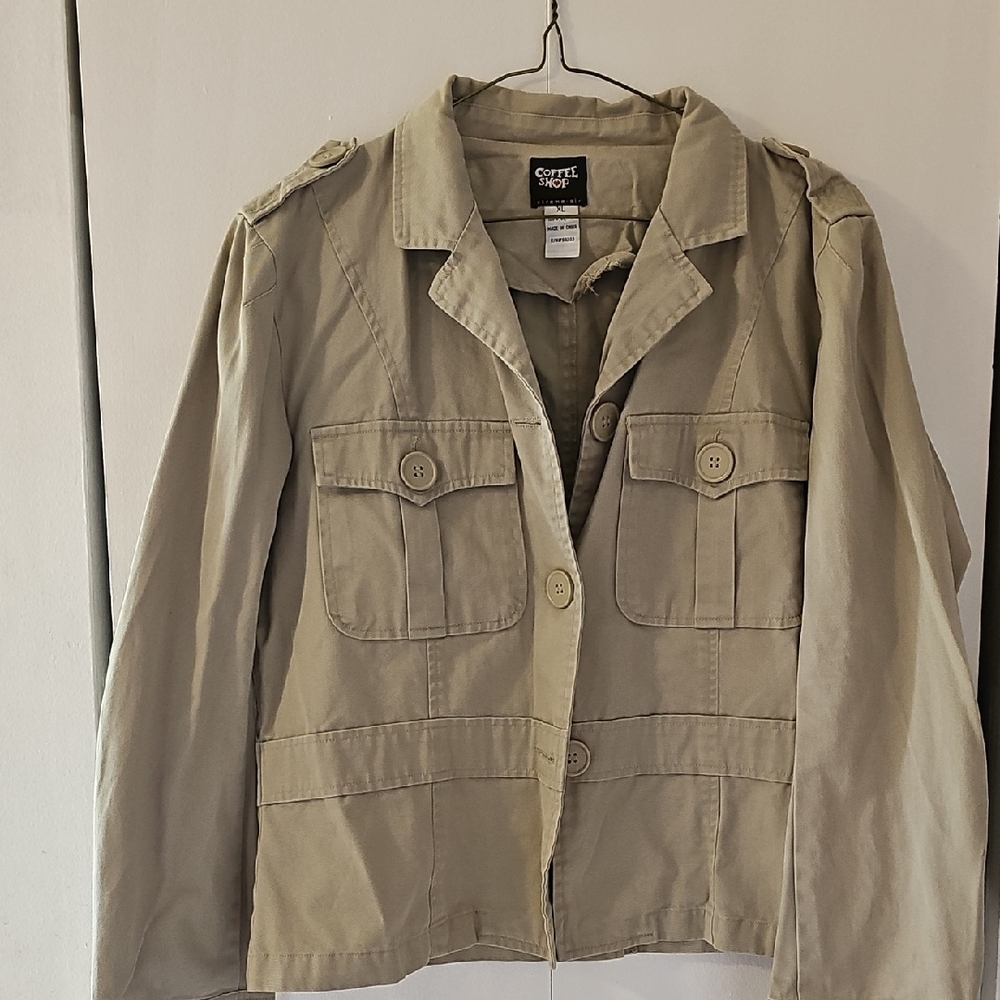 CoffeeShop Tan Utility Jacket with Relaxed Fit